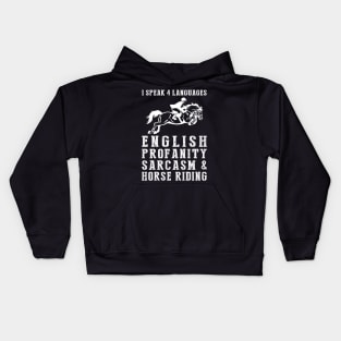 Gallop with Laughter! Funny '4 Languages' Sarcasm Horse Tee & Hoodie Kids Hoodie